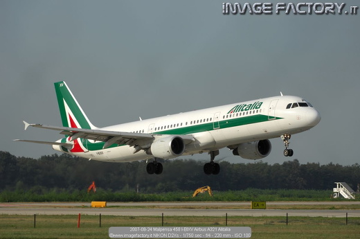 2007-08-24 Malpensa 458 I-BIXV Airbus A321 Alitalia
